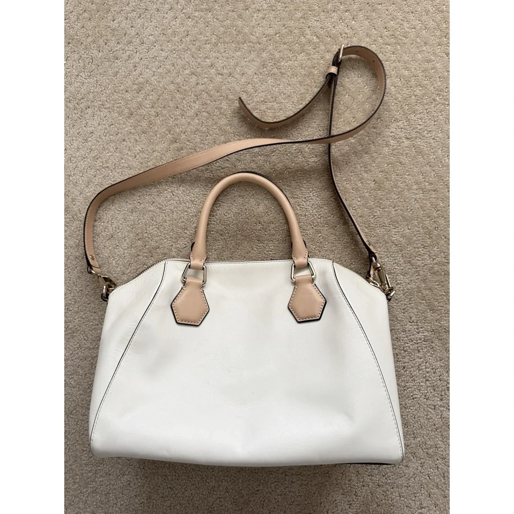 KATE SPADE Catherine Street White & Beige Shoulder Bag Satchel Purse NWOT